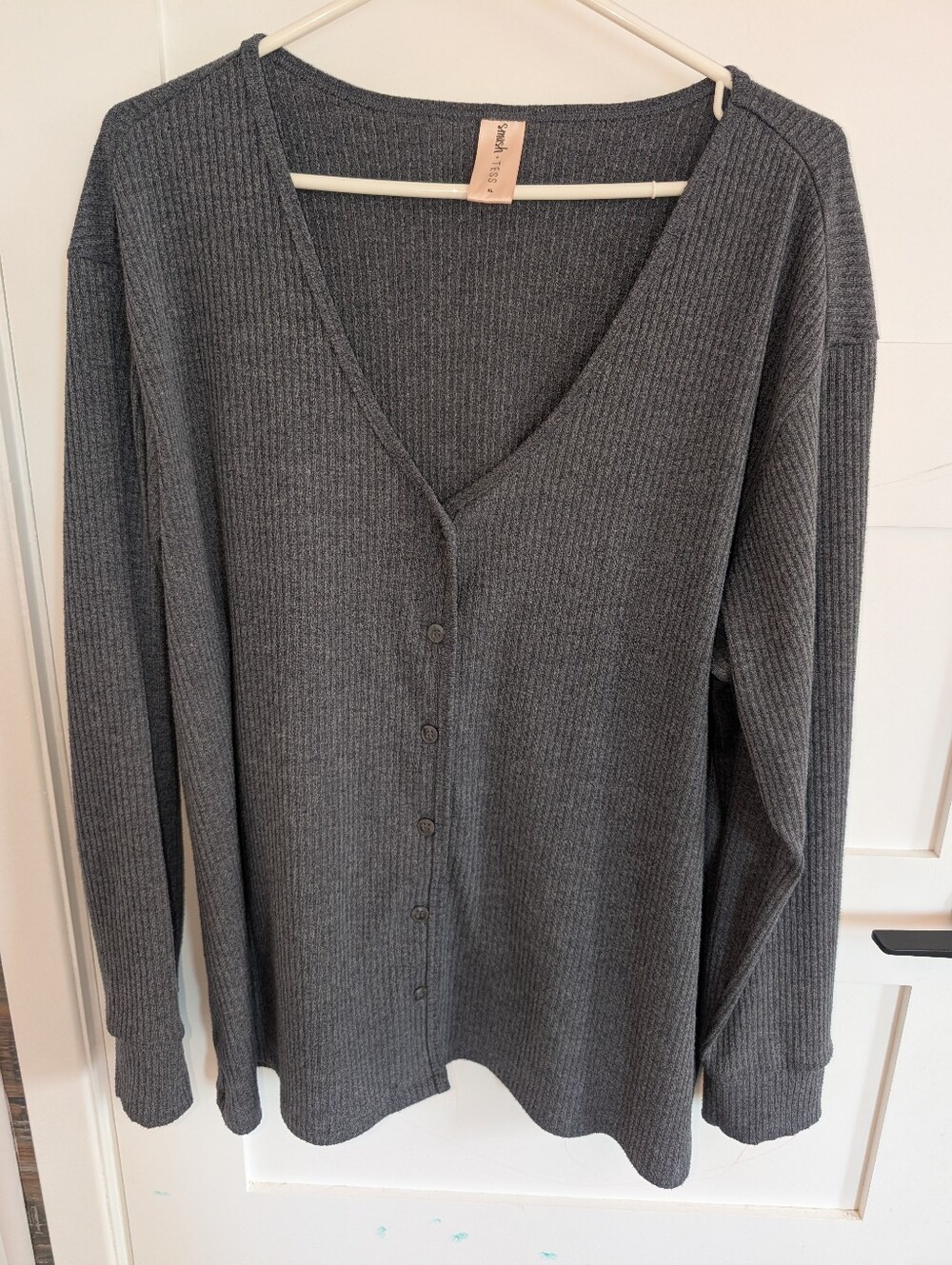 Smash & Tess Cozy Ribbed V-Neck Button Down
